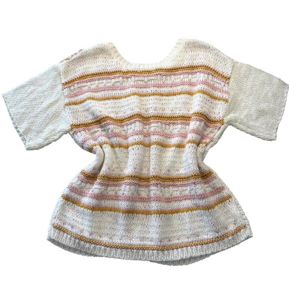 Versona Women's Multicolor Round Neck short Sleeve Casual Sweater Size M - Picture 3 of 6